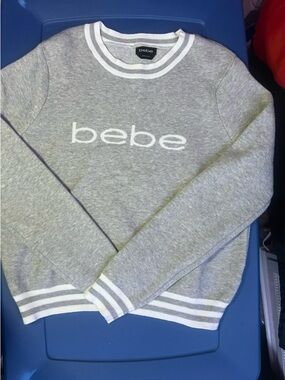 bebe Light Gray Logo Pullover Sweatshirt